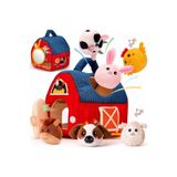 robokids Peluş Çiftlik Evi Oyuncak Seti | Yumuşak Taşınabilir Ahır | 6 Adet Sevimli Çiftlik Hayvanı