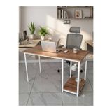 ROBOKİT Çalışma Masası, Çam/Beyaz 140x60 Çalışma Masası, Bilgisayar Masası, Ofis Masası, Metal Ayaklı TEK RAFLI