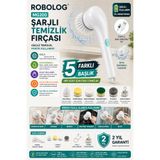 ROBOLOG 5 Başlıklı Şarjlı Elektrikli Temizlik Fırçası MG200 Bulaşık, Fayans, Lavabo, Mutfak Ve Banyo Temzileyici