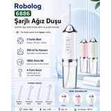 Robolog Ağız Duşu Şarj Edilebilir 4 Başlıklı Taşınabilir Diş Protez Ağız Bakım Temizleme 6886 Beyaz