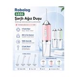 Robolog Ağız Duşu Şarj Edilebilir 4 Başlıklı Taşınabilir Diş Protez Ağız Bakım Temizleme 6886 Pembe