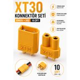 RoboPazar 10 Çift XT30 Konnektör Seti (Erkek + Dişi) Batarya LiPo Pil Soket Set Yüksek Akım ve Isı Dayanıklı
