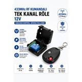 RoboPazar 12V Tek Kanallı Kablosuz Röle Modülü – 433 MHz RF Uzaktan Kumandalı Anahtar