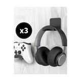 Roboqoq Asılabilir Kulaklık Standı 3 ADET Kulaklık Tutucu Masa Duvar Bantlı Ps4 Ps5 XBox Uyumlu Siyah