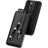Robor R711 Taşınabilir 10.000 mAh Powerbank - Entegre Çoklu Kablo ve LED Gösterge - Siyah