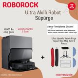 Roborock 10.000PA Emiş Gücü,ekstra Kenar Temizleme Sistemi Flexi ve Arm Tasarımlı Paspas ile Ultra Akıllı Robot Süpürge Siyah+Hediye