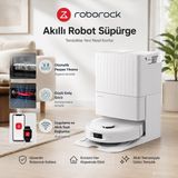 Roborock 10.000PA Güçlü Emişli Çift Döner Paspaslı Akıllı Robot Süpürge, Kendini Temizleme, Çok Işlevli Istasyon - 61 - Beyaz