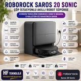 Roborock 100 ℃ Sıcak Suyla Kendi Kendine Istasyon Temizliği Yapan Saros 20 Sonic Çöp Istasyonlu Akıllı Robot Süpürge Siyah