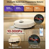 Roborock 10000 Pa Emiş Güçlü Lazer Haritalamalı Titreşimli Paspaslı Çift Rulolu Fırçalı Otomatik Paspas Kaldıran Islak Kuru Akıllı Robot Süpürge - Beyaz