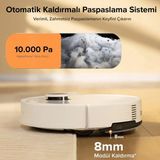 Roborock 10000PA Akıllı Robot Süpürge Vibrarise 2.0 Titreşimli Paspas Lidar Navigasyon Çift Kauçuk Fırça - Beyaz