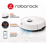 Roborock 10000PA Çift Kauçuk Fırçalı Akıllı Robot Süpürge Titreşimli Moplu Lazer Haritalamalı 3D Engel Tanıma, Halı Tanıma, Mop Kaldırma - 61 - Beyaz