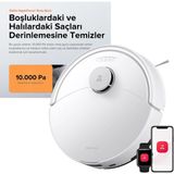 Roborock 10000PA Duoroller Çift Fırça Mop Kaldırma Lidar Navigasyon Akıllı Robot Süpürge - Beyaz