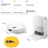 Roborock 18500PA Hyperforce Duodivide Çift Fırça Flexiarm Kenar Silme 75°c Sıcak Su Akıllı Robot Süpürge - Beyaz