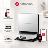Roborock 22.000 Pa Hyperforce Emiş Güçlü Akıllı Premium Robot Süpürge, Dolaşmayan Ana Fırça, Gelişmiş Üstün Performans, SAROS10 (7,98CM) + Tiftik Toplayıcı - Beyaz - Silver