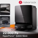 Roborock 22000PA Kendi Kendini Temizleyen Otomatik Akıllı Robot Süpürge Kameralı Görüntülü Takip, Gelişmiş Teknolojili - Renk - Siyah