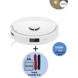 Roborock 3 Farklı Çalışma Modu 6000PA Ultra Güç Kamera Lidar Haritalama Halı Tanıma+Mop Kaldırma Özellikli Robot Süpürge+ Yedek Temizlik Seti+ Onerous Lambader - Beyaz