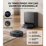 Roborock 36.000 Pa Yüksek Emişli Çift Döner Paspaslı Akıllı Robot Süpürge, 8cm Eşik Atlama, Kendini Yıkama Fonksiyonu, Üstün Performanslı + Tiftik Cihazı - Renk - Siyah