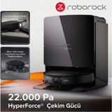 Roborock 7.98CM Ultra Ince Tasarımlı ve 4 cm Yükselebilen Şasili Robot Süpürge - 22.000 Pa Emiş Gücü ve Dolaşmayan Fırça, Yapay Zeka Teknolojili + Mutfak Tartısı - Siyah