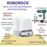 Roborock Qrevo Curv Akıllı Robot Süpürge Beyaz+ Araç Süpürgesi Hediye