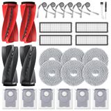 Roborock Qrevo S5V / Curv/Edge/Edge S5A / Curv S5X için 22 Adet Yedek Parça, Aksesuarlar 1*Set Ana Fırça, 4*Paspas Pedi, 6*Vakum Torbası, 4*Hepa Filtresi, 4*Yan Fırça, 2*Temizleme Aleti