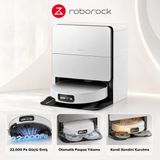 Roborock Saros 10 Akıllı Robot Süpürge ve Mop, 22.000PA Emiş Gücü, Engel Algılama, Dolaşmayan Ana Fırça,kendini Yıkama + Tiftik Cihazı - Beyaz - Silver