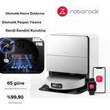 Roborock Sıcak Su ile Kenini Yıkama ve Boşaltma 22.000 Pa Adaptilift Şasi Vibrarise 4.0 Sonik Paspas Duodivide Fırça Flexiarm Kenar Silme 80°c Sıcak Su Istasyonlu Akıllı Robot Süpürge - Beyaz