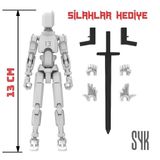 Robot 13 Dummy Beyaz Beyaz Tüm Eklemleri Hareketli Aksiyon Figürü Oyuncak