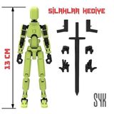 Robot 13 Dummy Fıstık Yeşil Siyah Tüm Eklemleri Hareketli Aksiyon Figürü Oyuncak