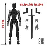 Robot 13 Dummy Gri Siyah Tüm Eklemleri Hareketli Aksiyon Figürü Oyuncak