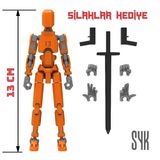 Robot 13 Dummy Gri Turuncu Tüm Eklemleri Hareketli Aksiyon Figürü Oyuncak
