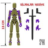 Robot 13 Dummy Haki Yeşil Mor Tüm Eklemleri Hareketli Aksiyon Figürü Oyuncak