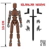 Robot 13 Dummy Kahverengi Gri Tüm Eklemleri Hareketli Aksiyon Figürü Oyuncak