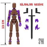 Robot 13 Dummy Kahverengi Mor Tüm Eklemleri Hareketli Aksiyon Figürü Oyuncak