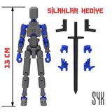 Robot 13 Dummy Koyu Gri Mavi Tüm Eklemleri Hareketli Aksiyon Figürü Oyuncak