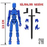 Robot 13 Dummy Mavi Mavi Tüm Eklemleri Hareketli Aksiyon Figürü Oyuncak