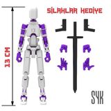 Robot 13 Dummy Mor Beyaz Tüm Eklemleri Hareketli Aksiyon Figürü Oyuncak