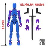 Robot 13 Dummy Mor Mavi Tüm Eklemleri Hareketli Aksiyon Figürü Oyuncak