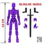 Robot 13 Dummy Mor Mor Tüm Eklemleri Hareketli Aksiyon Figürü Oyuncak
