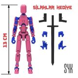 Robot 13 Dummy Pembe Mavi Tüm Eklemleri Hareketli Aksiyon Figürü Oyuncak