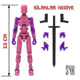 Robot 13 Dummy Pembe Mor Tüm Eklemleri Hareketli Aksiyon Figürü Oyuncak