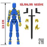 Robot 13 Dummy Sarı Mavi Tüm Eklemleri Hareketli Aksiyon Figürü Oyuncak