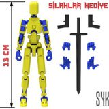 Robot 13 Dummy Sarı Mavi Tüm Eklemleri Hareketli Aksiyon Figürü Oyuncak