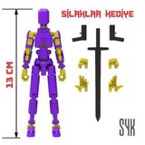 Robot 13 Dummy Sarı Mor Tüm Eklemleri Hareketli Aksiyon Figürü Oyuncak