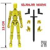 Robot 13 Dummy Sarı Sarı Tüm Eklemleri Hareketli Aksiyon Figürü Oyuncak