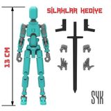 Robot 13 Dummy Turkuaz Gri Tüm Eklemleri Hareketli Aksiyon Figürü Oyuncak