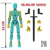 Robot 13 Dummy Turkuaz Sarı Tüm Eklemleri Hareketli Aksiyon Figürü Oyuncak