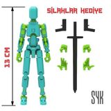 Robot 13 Dummy Turkuaz Yeşil Tüm Eklemleri Hareketli Aksiyon Figürü Oyuncak
