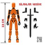 Robot 13 Dummy Turuncu Siyah Tüm Eklemleri Hareketli Aksiyon Figürü Oyuncak