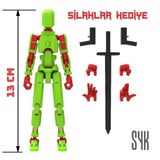 Robot 13 Dummy Yeşil Kırmızı Tüm Eklemleri Hareketli Aksiyon Figürü Oyuncak