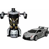 Robot Araba Oyuncak – Transform Araba ve Robota Dönüşen Gri Sürtmeli Robotik Araba Modeli - Gri - Kırmızı